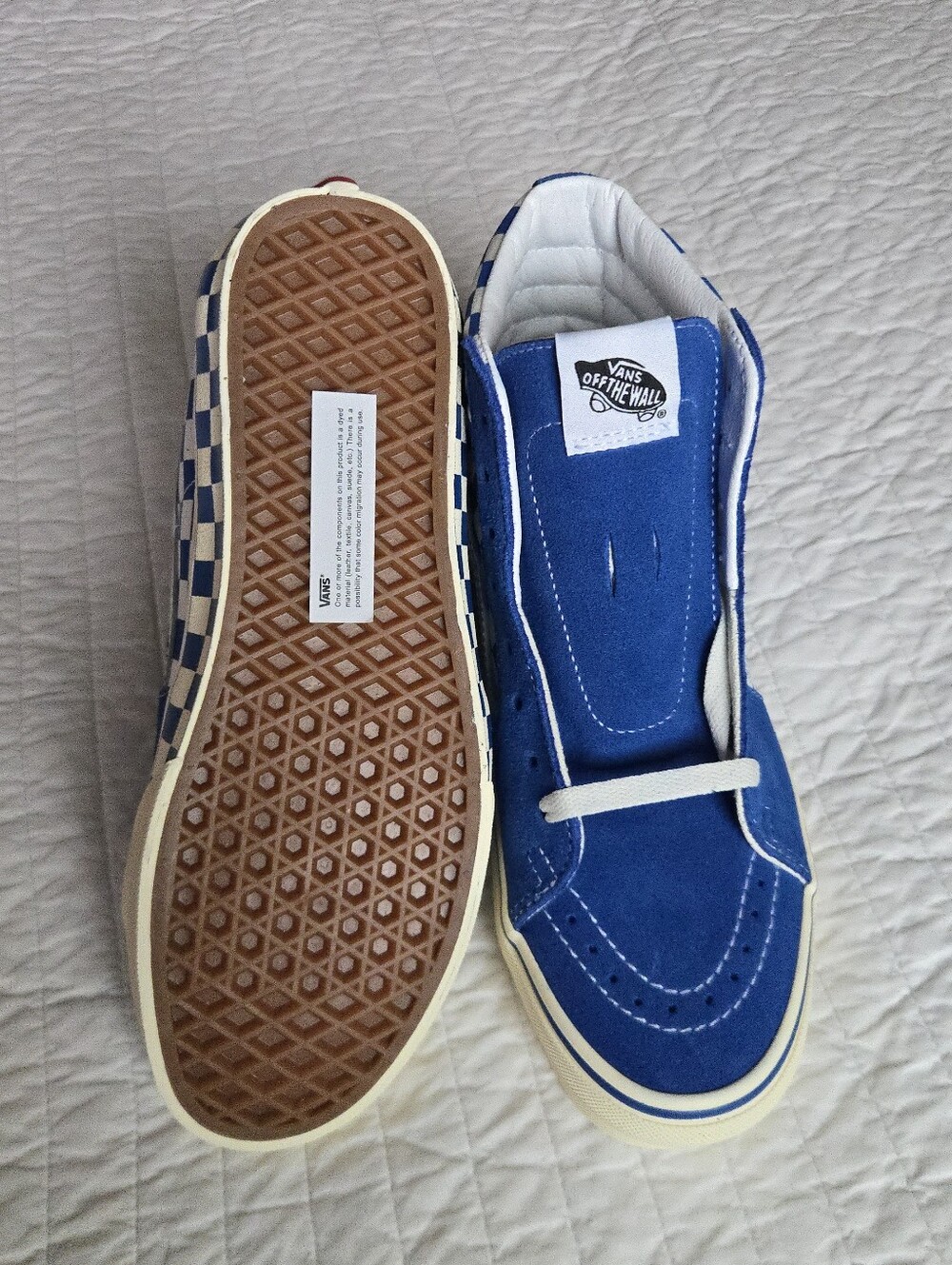 Vans Classic Sk8 Hi Canvas Women Shoes Blue And White High Top Checkers 0926 - Picture 5 of 9